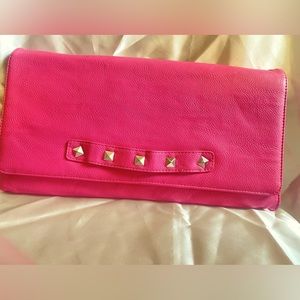 Pink studded Betsy Johnson clutch/shoulder bag